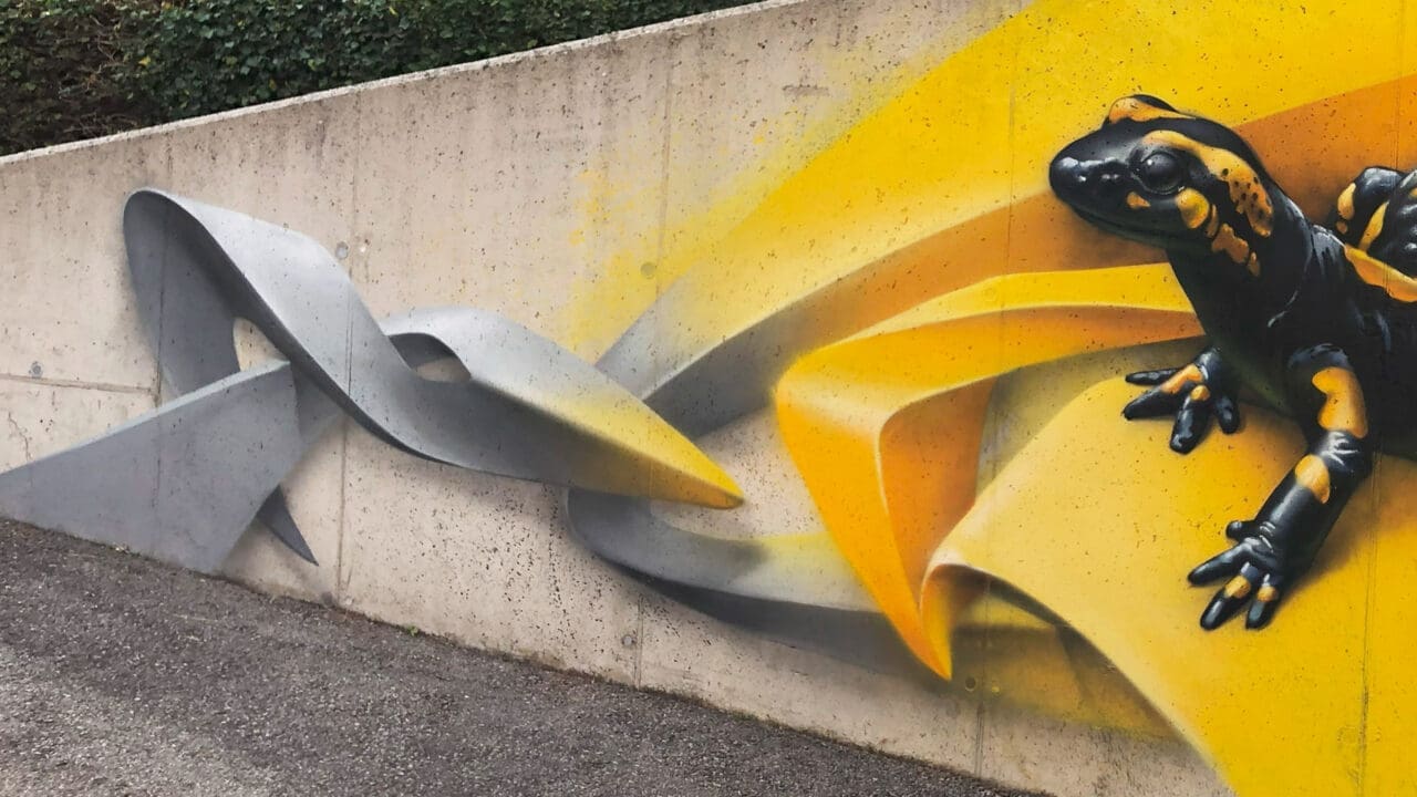 Feuersalamander mit 3D Graffiti