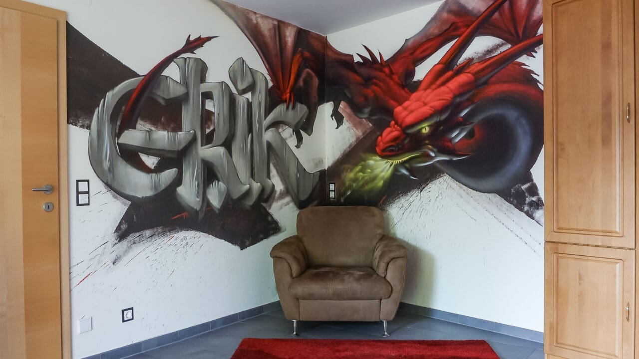 graffiti for kids room dragon