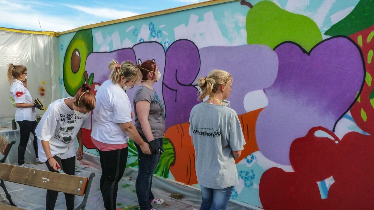 Graffiti Workshop auf Dachterrasse