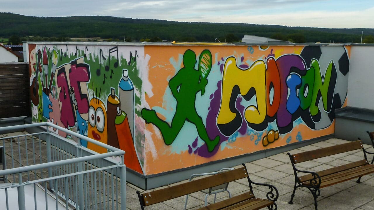 Graffiti Workshop auf Dachterrasse