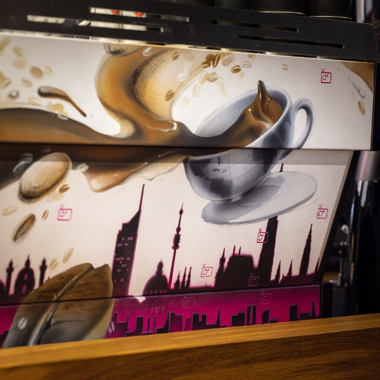 Espressomaschine mit Custom Artwork