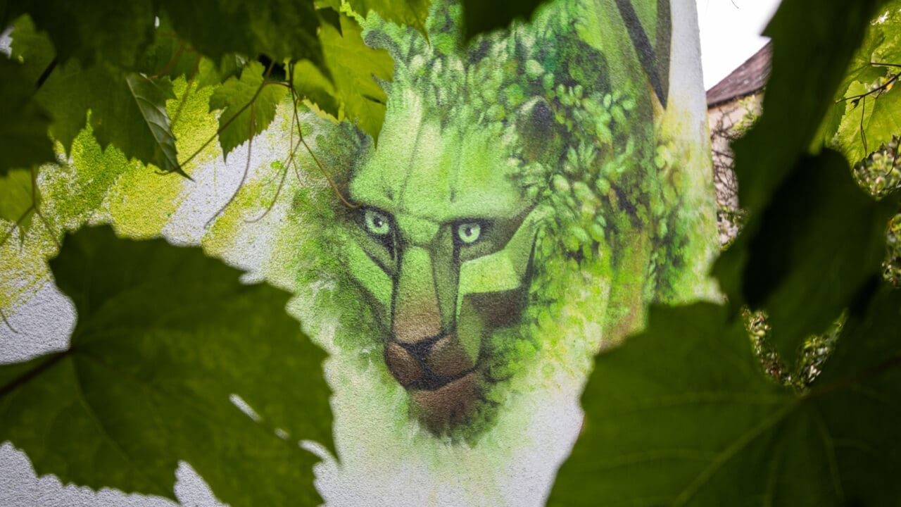 Graffiti mit Löwe Grün