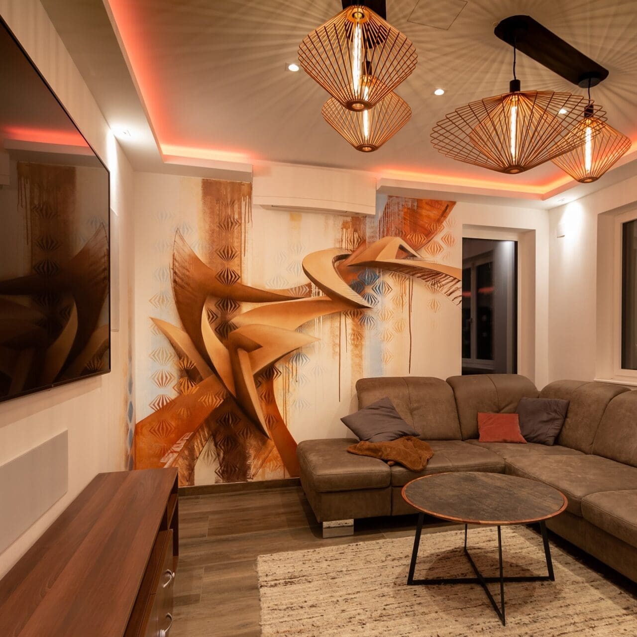 modernist wallpaper livingroom art