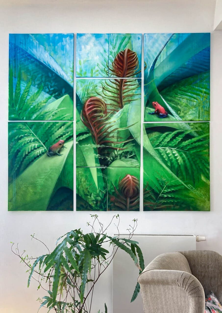 Mehrteiliges Kunstwerk Regenwald