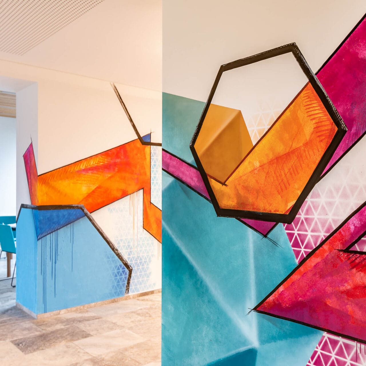 Foyer mit Wandkunstwerk