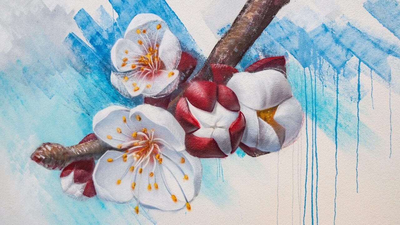 Apricot flowers painting