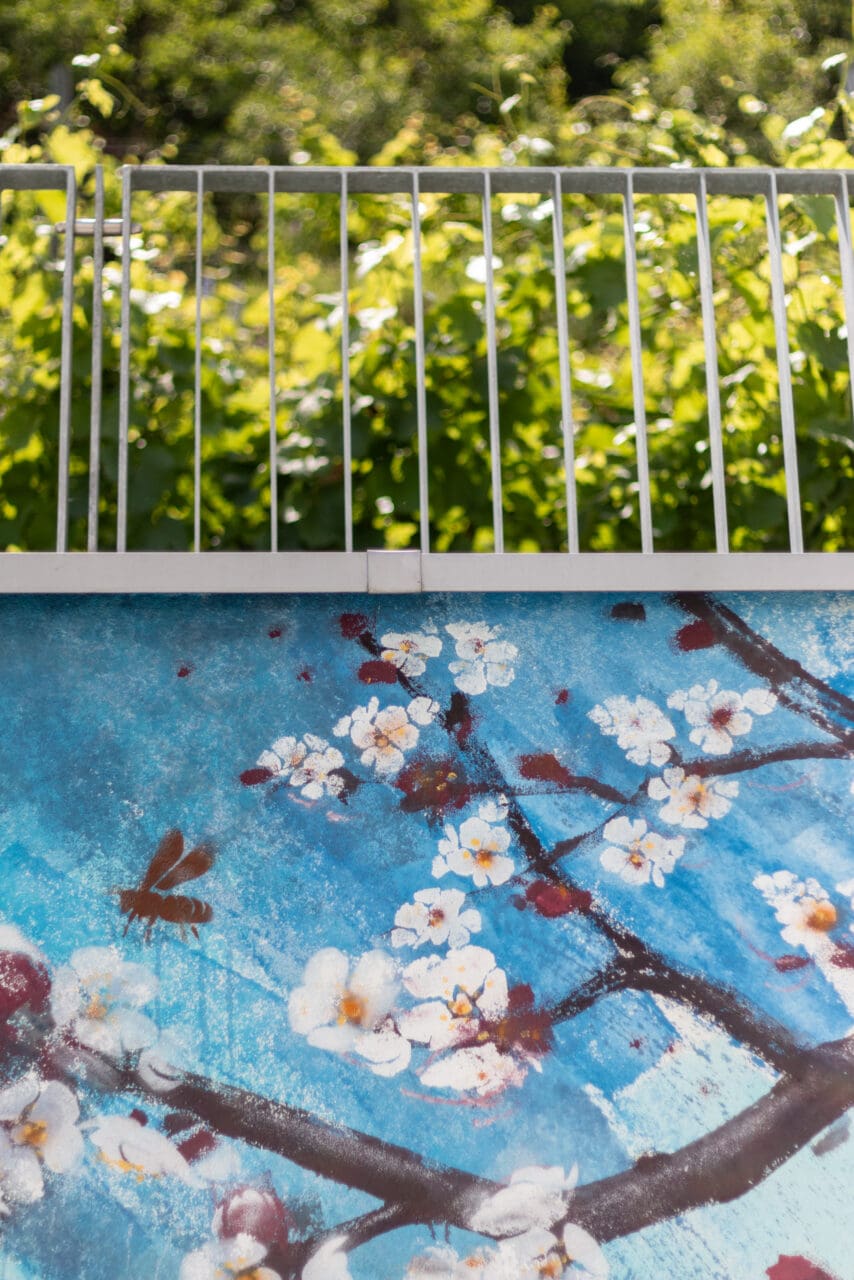 Marillenblüte Graffiti Innenhof