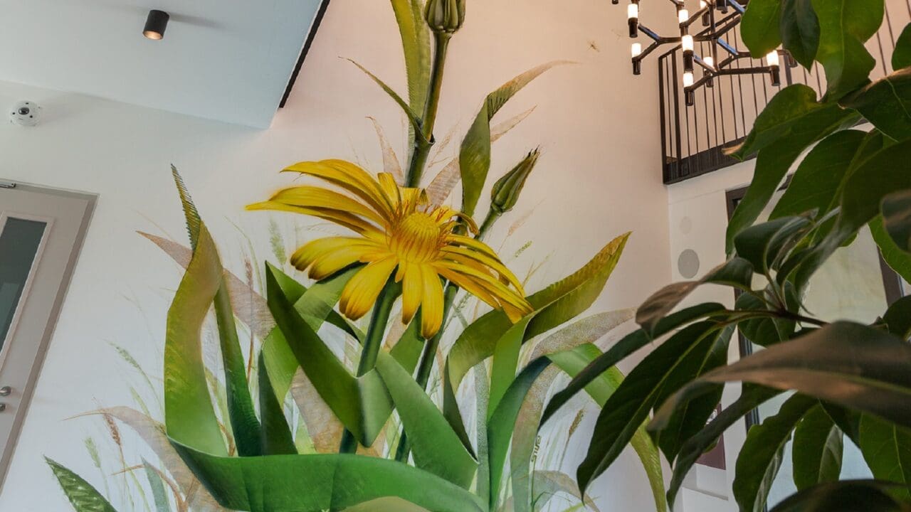 Wallart in a Hotel Foyer and Staircase