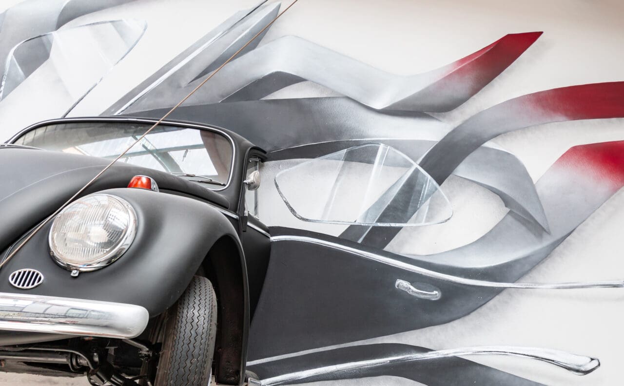 Ein VW Käfer als Graffiti Detailaufnahme