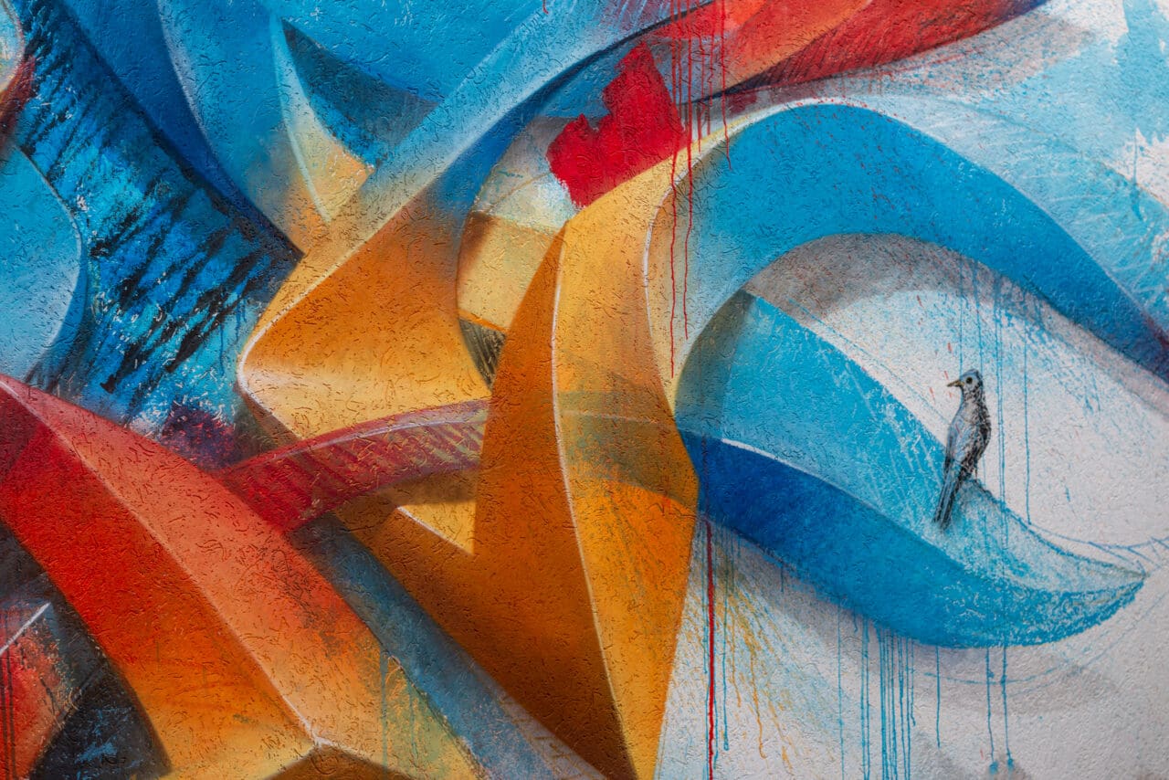 rot-blaues 3D Graffiti detail