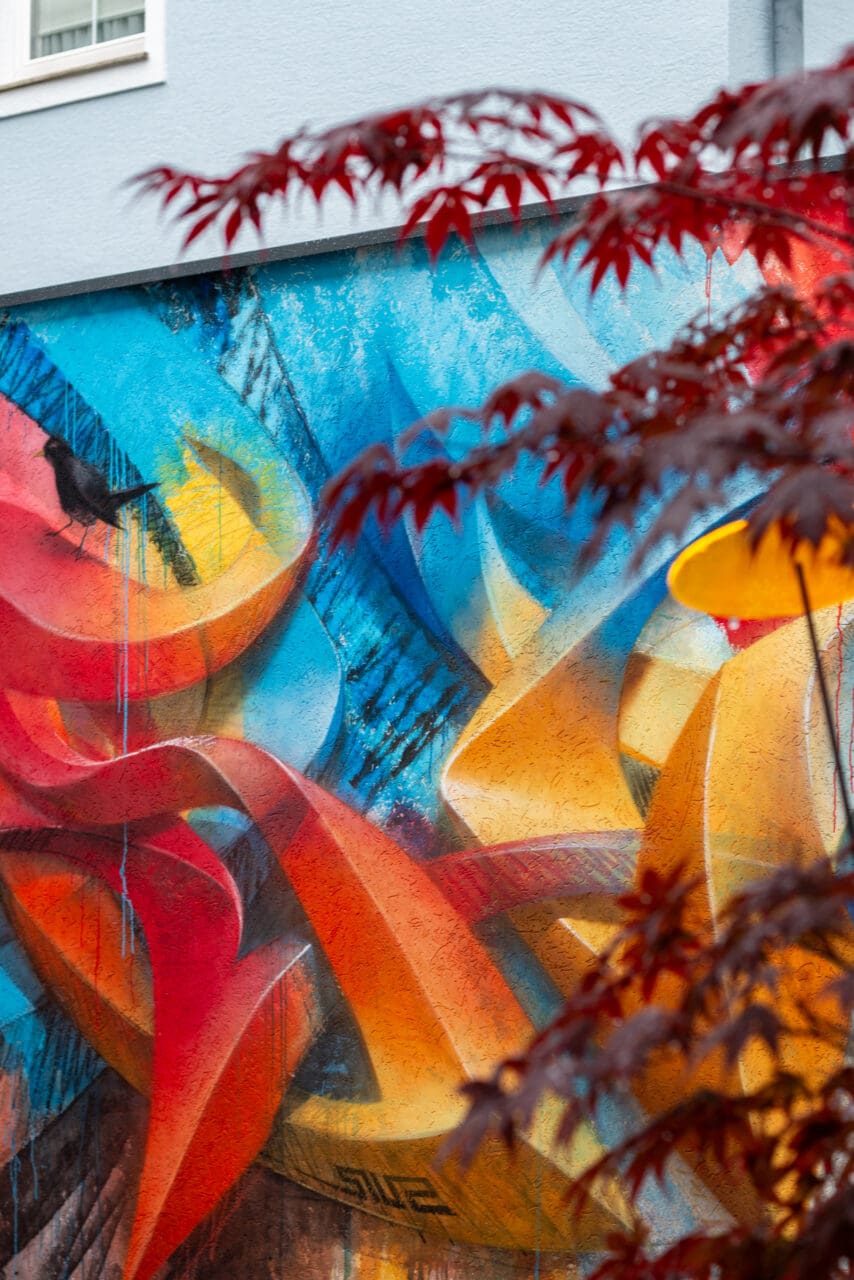 rot-blaues 3D Graffiti detail