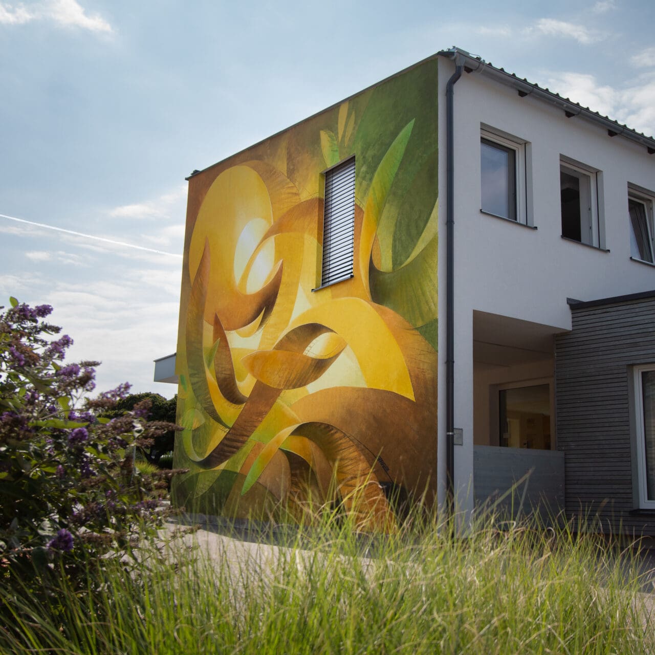 Wandkunst lebendig, gelb und grün