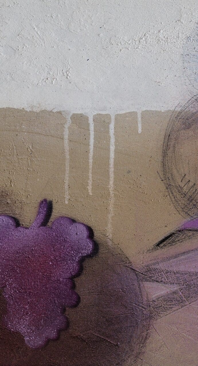 Detail Kunstwerk mit Stencil Traube