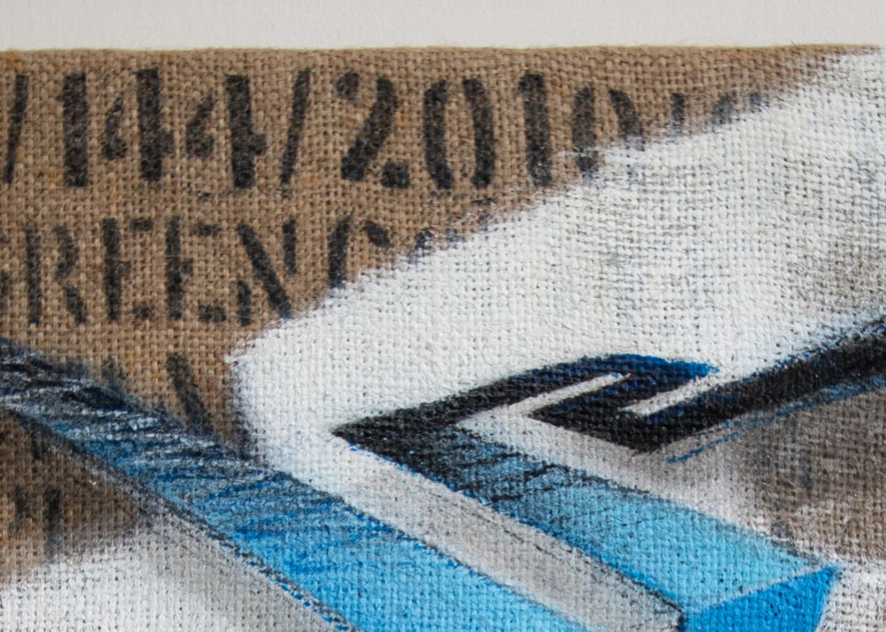 Kunstwerk Detail Kaffee Jute