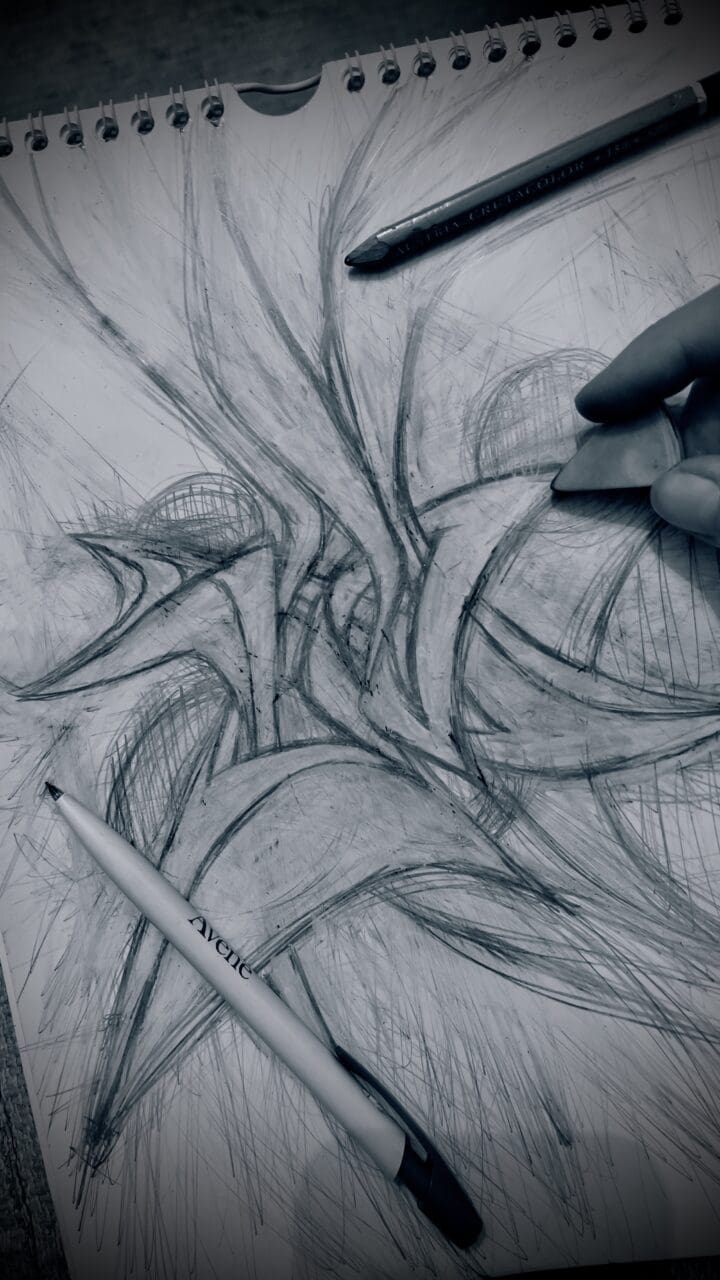 Skizze für Mehrzweckhalle Kunst