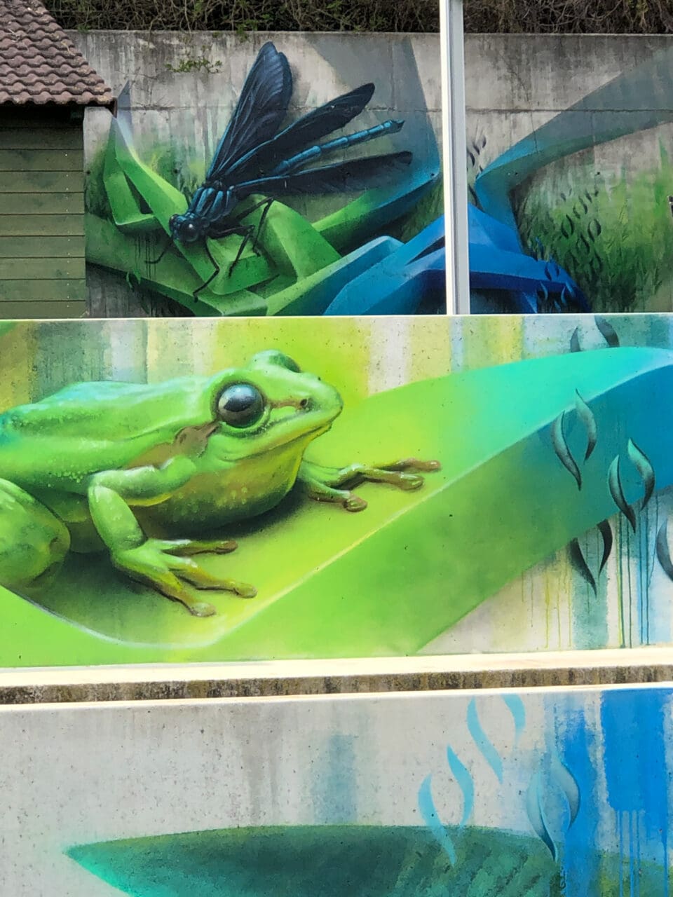 Teichtiere als Kunstwerk für Stützmauer