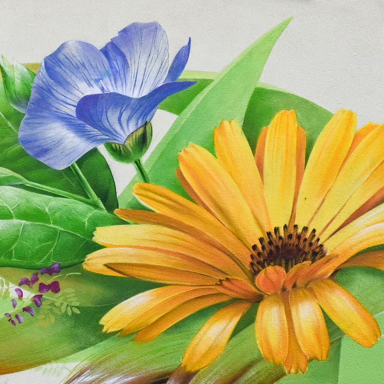 Detail Ringelblume Leinsaat, Weinviertel Kunstwerk