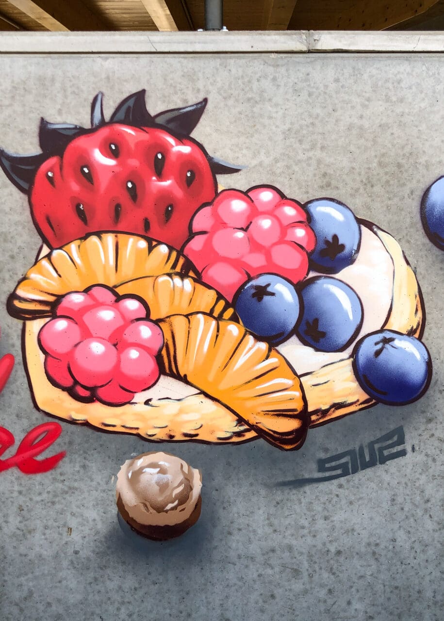 Obsttörtchen Wandbild mit Bäckerei Logo