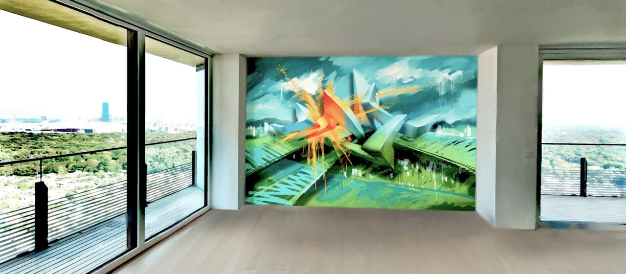 Wandkunstwerk Stadtwohnung Entwurf
