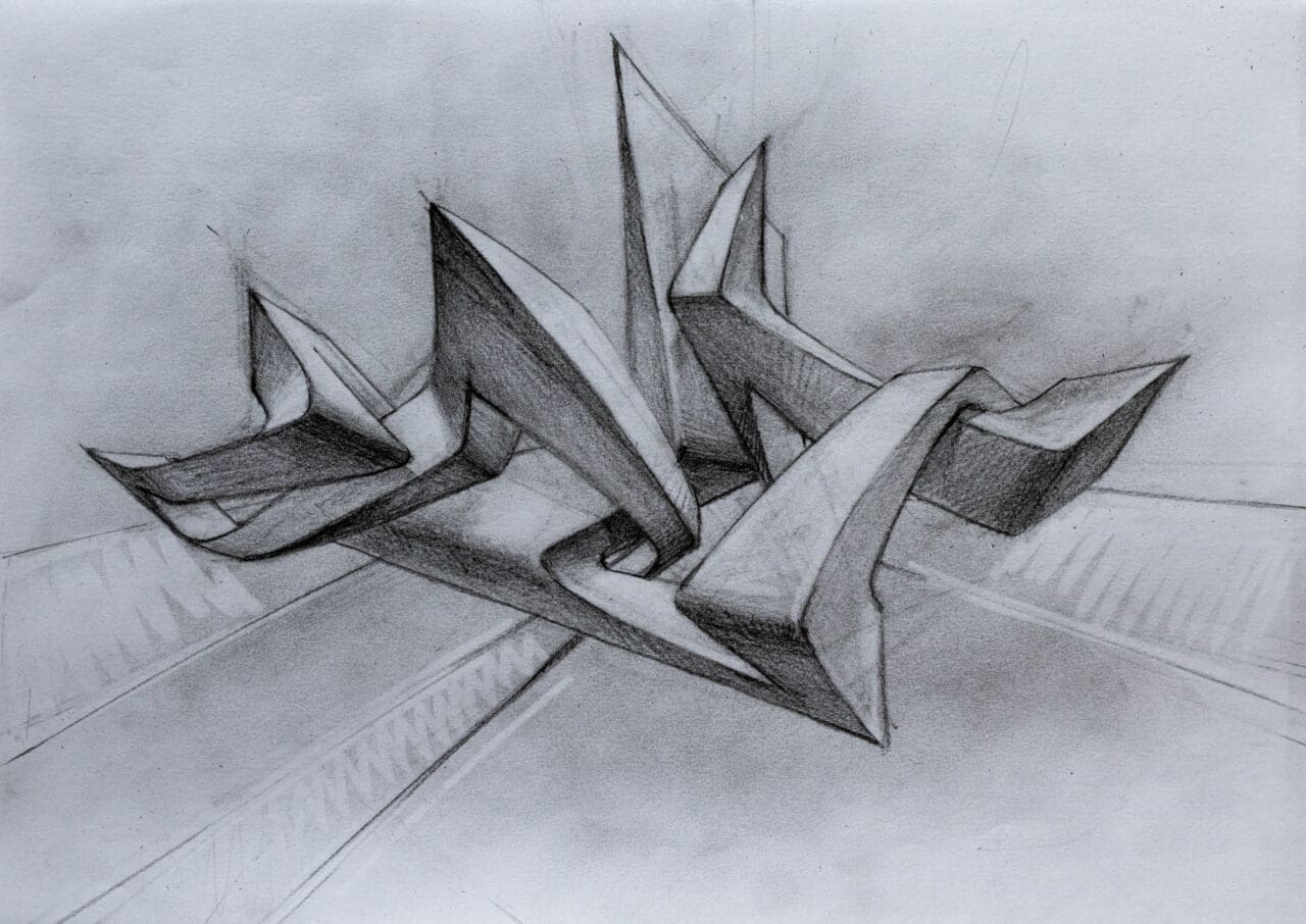 Wandkunstwerk Skizze Bleistift