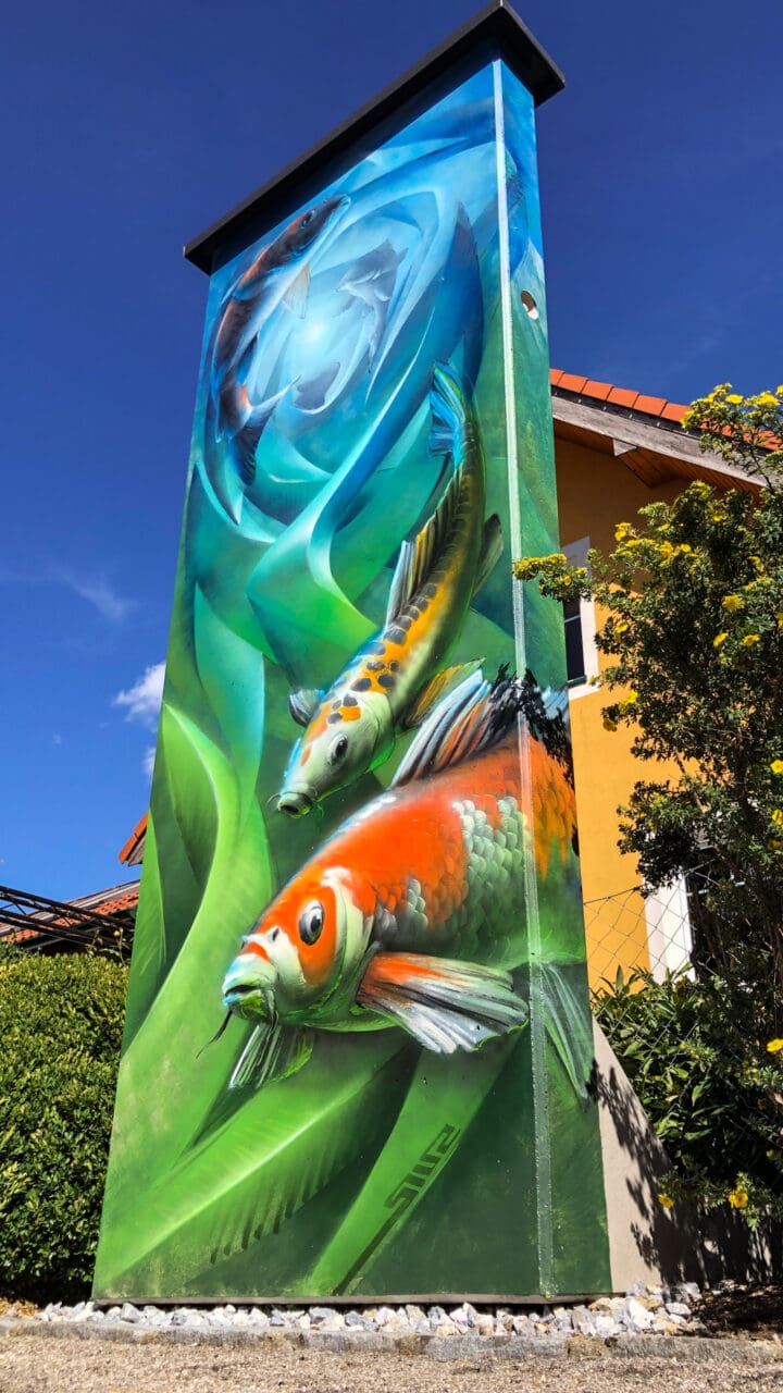Kunstwerk mit Koi